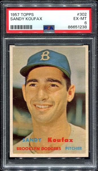 1957 Topps #302 Sandy Koufax Brooklyn Dodgers PSA 6