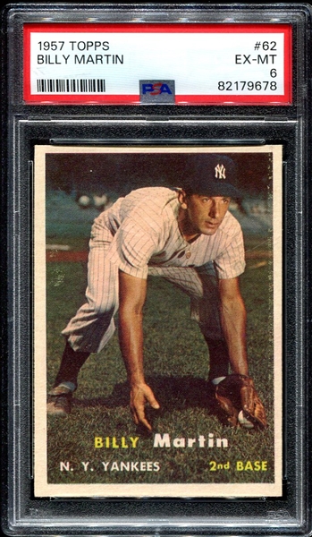 1957 Topps #62 Billy Martin New York Yankees PSA 6