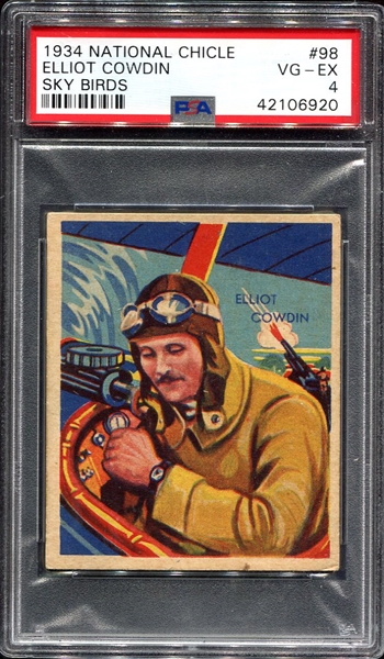 1934 National Chicle Sky Birds #98 Elliott Cowdin PSA 4