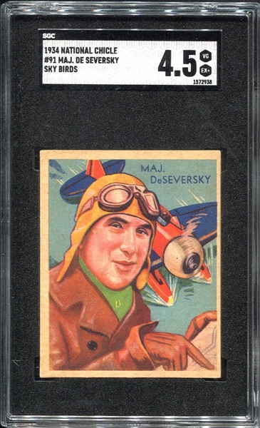 1934 National Chicle Sky Birds #91 Major de Seversky SGC 4.5