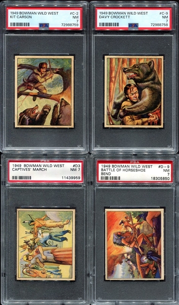 1949 Bowman Wild West C & D Series 4 Diff. All PSA 7s 