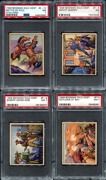 1949 Bowman Wild West E & F Series 4 Diff. PSA 7s 