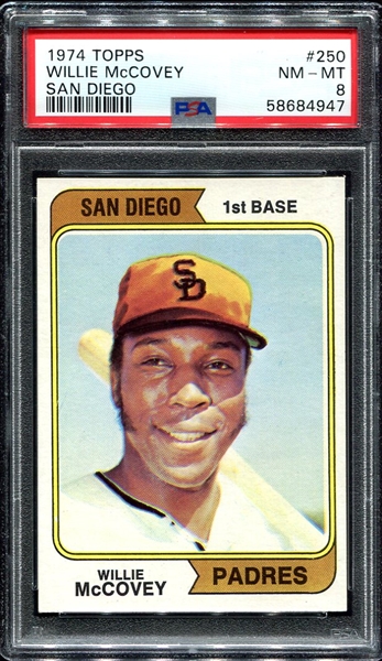 1974 Topps #250 Willie McCovey San Diego PSA 8