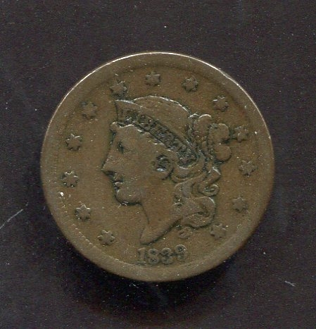 1839 Large Cent "Silly" Head Variety