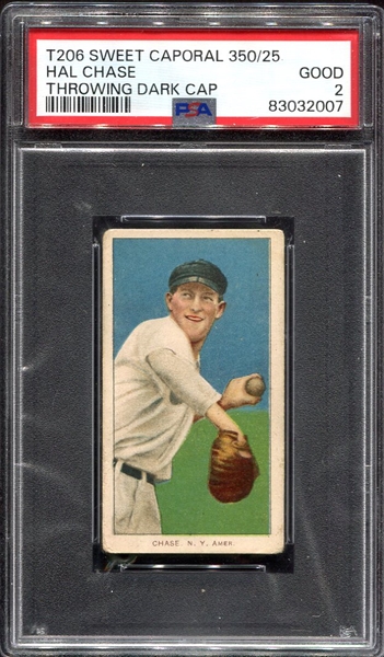 T206 Chase Throwing Dark Cap PSA 2