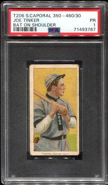 T206 Tinker Bat on Shoulder PSA 1