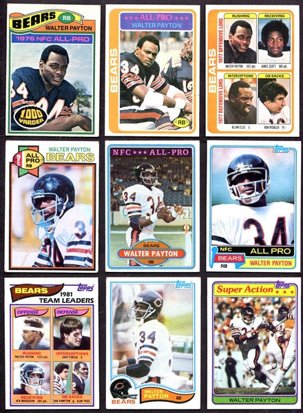 Walter Payton Collection of 36 Cards 1977-2001