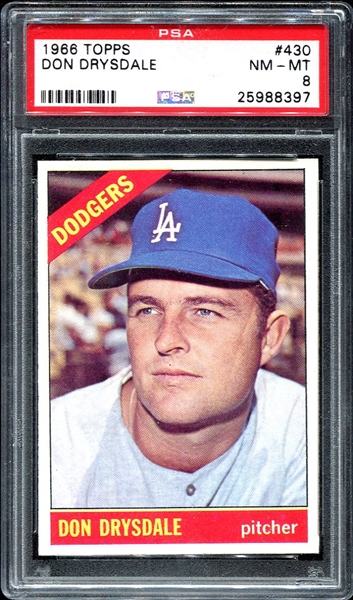 1966 Topps #430 Don Drysdale PSA 8