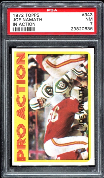 1972 Topps #343 Joe Namath In Action PSA 7