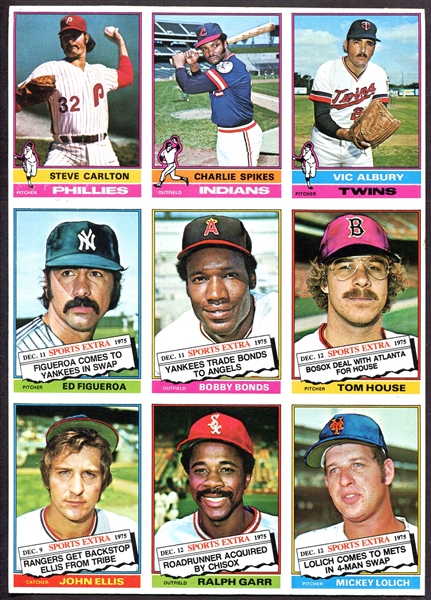 1976 Topps Partial Sheet w/Carlton