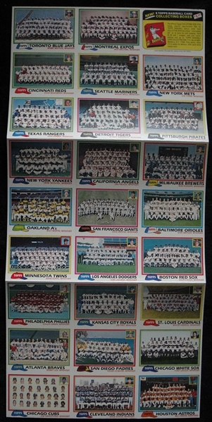 1981 Topps Team Checklist Foldout Sheet