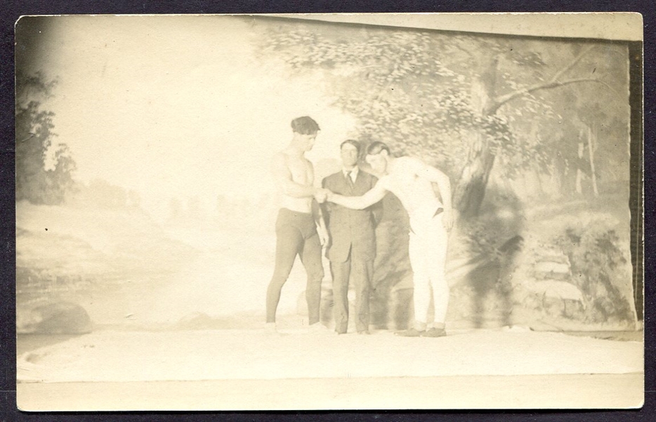 Bare Knuckle Fighters Real Photo Post Card Circa 1910s