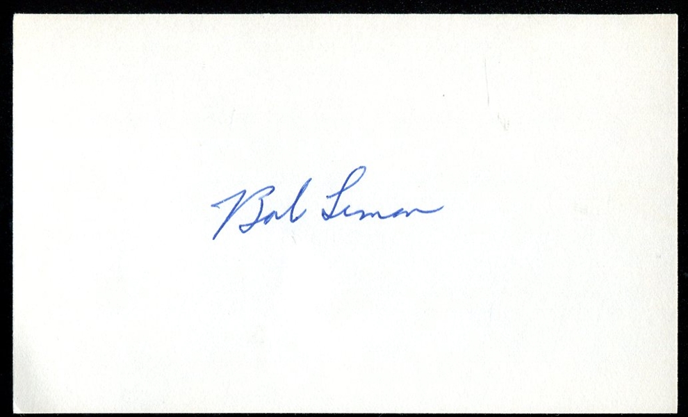 Bob Lemon Signed 3" X 5" Notecard