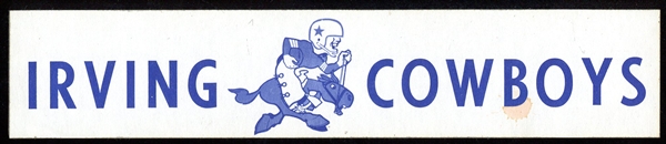 Irving(Dallas) Cowboys Bumper Sticker circa 1971