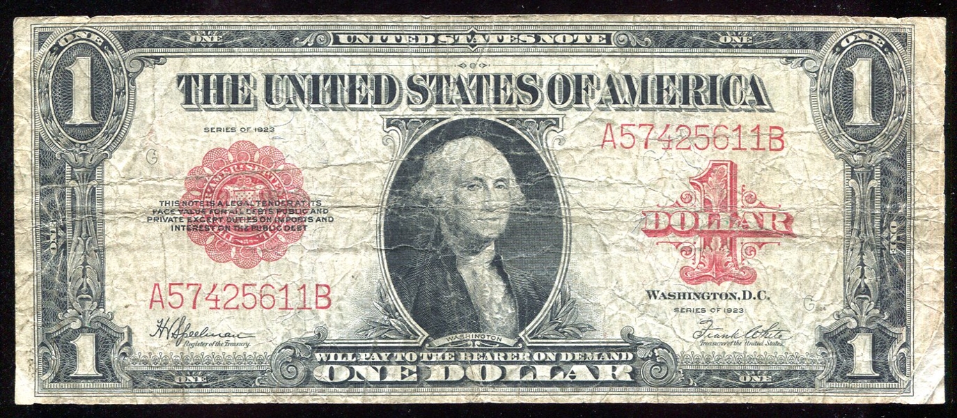 1923 $1 Large Size Legal Tender Bill Red Seal