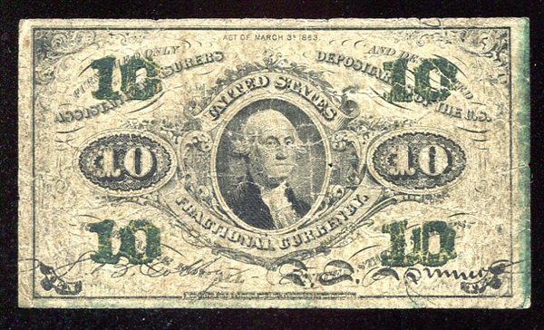 1860s 10 Cent Fractional Currency George Washington