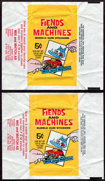 1970 Donruss Fiends and Machines 2 Wrappers