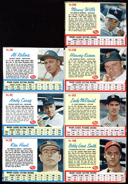 1962 Post Cereal Panel of 7 Cards w/HOFers