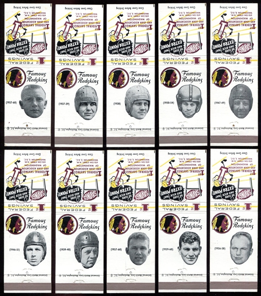 1960 Washington Redskins Matchbook Covers 10 of 20