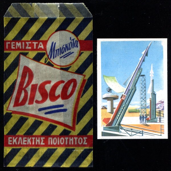 1950s/60s? Bisco Rocket Card in Bisco Wrapper Greece