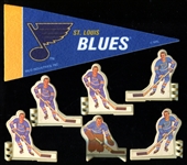 1960s/70s St. Louis Blues Table Top Hockey Players + Pennant