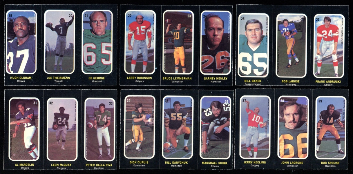 1972 O-Pee-Chee CFL Trio Stickers 12 of 24 w/Joe Theismann