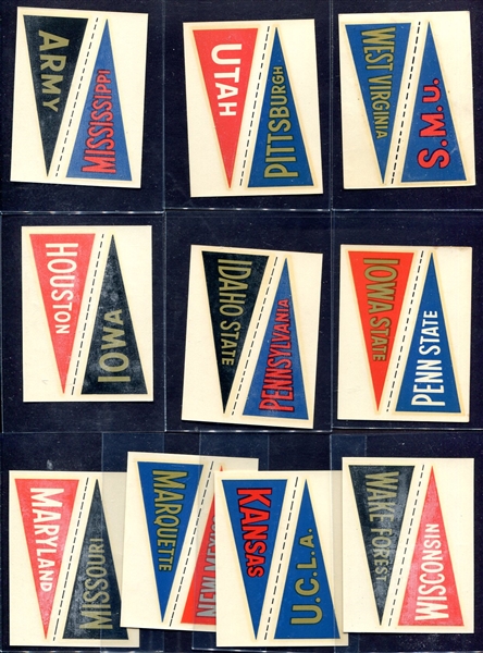 1960 Fleer College Pennant Decals Complete Set of 19