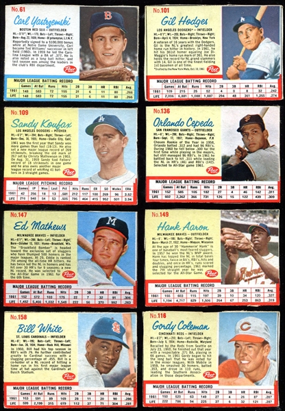 1962 Post Cereal 31 Diff. W/HOFers & SPs