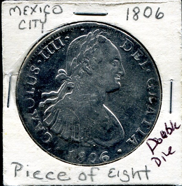 1806 Mexico 8 Reales Double Die Obverse