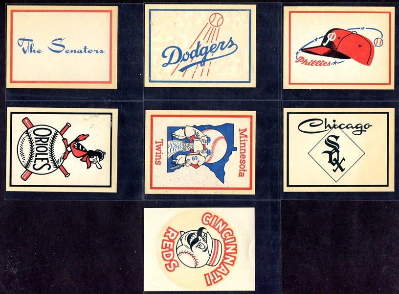 1961 Fleer Baseball Team Decals 7 Different