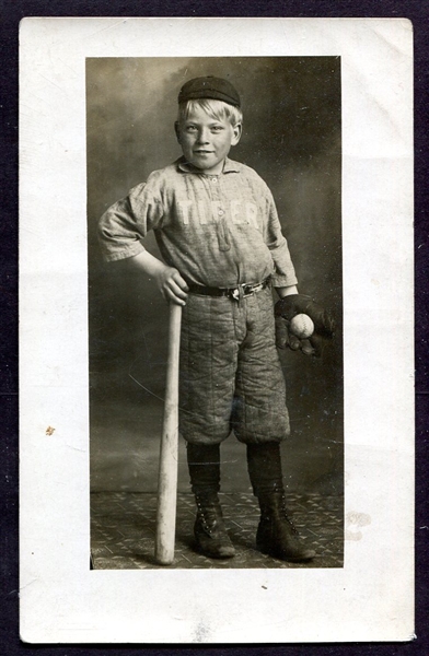 Early 20th Century CyKo Child Baseball Player RPPC