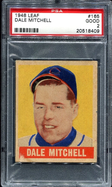 1949 Leaf #165 Dale Mitchell Short Print PSA 2