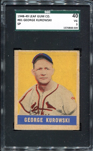 1949 Leaf #81 George Kurowski Short Print SGC 3