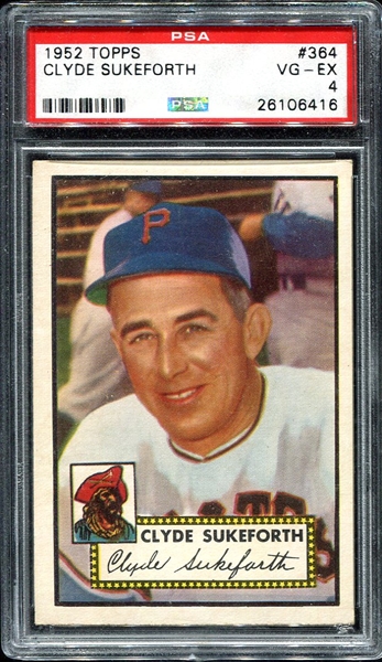 1952 Topps High #364 Clyde Sukeforth PSA 4