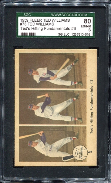 1959 Fleer Ted Williams #73 Teds Hitting Fundamentals SGC 80