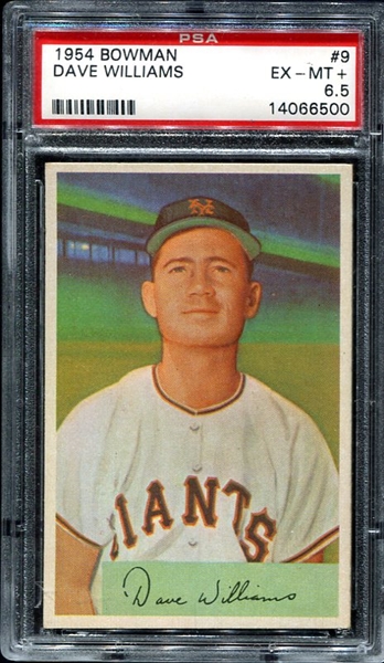 1954 Bowman #9 Dave Williams PSA 6.5