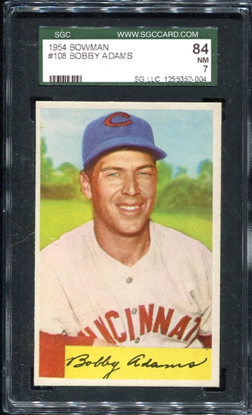 1954 Bowman #108 Bobby Adams SGC 84