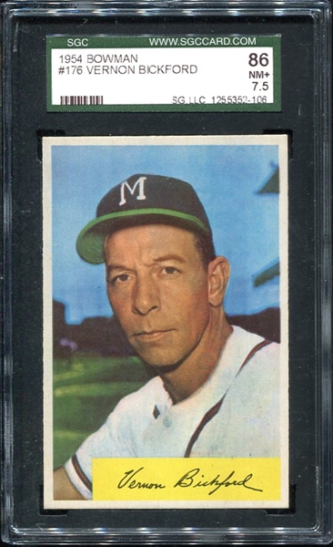 1954 Bowman #176 Vern Bickford SGC 86