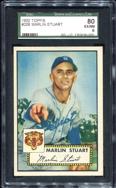 1952 Topps #208 Marlin Stuart SGC 80