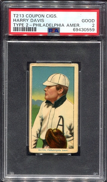 T213 Type 2 Coupon Harry Davis, Philadelphia Amer. PSA 2