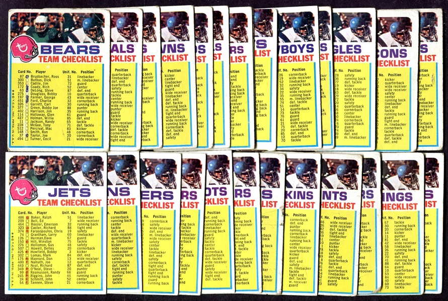 1973 Topps Football Team Checklists Complete Sets w/1 and 2 Asterisks