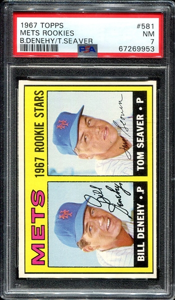1967 Topps #581 Mets Rookies B. Denehy/T. Seaver PSA 7