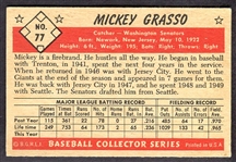 1953 Bowman Color #77 Mickey Grasso