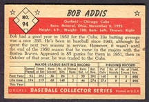 1953 Bowman Color #94 Bob Addis