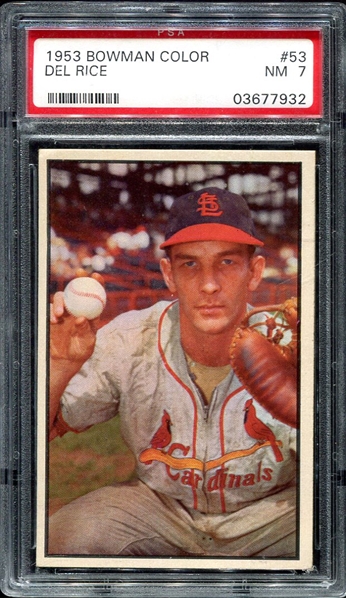 1953 Bowman Color #53 Del Rice PSA 7