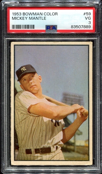 1953 Bowman Color #59 Mickey Mantle PSA 3