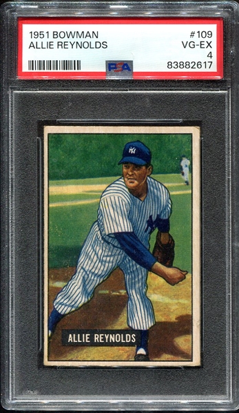 1951 Bowman #109 Allie Reynolds PSA 4