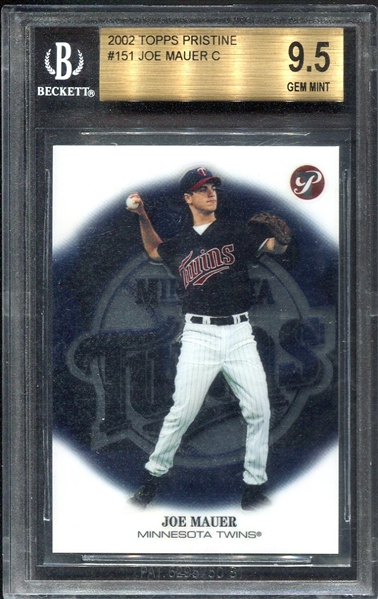 2002 Topps Pristine #151 Joe Mauer Rookie Card Beckett 9.5