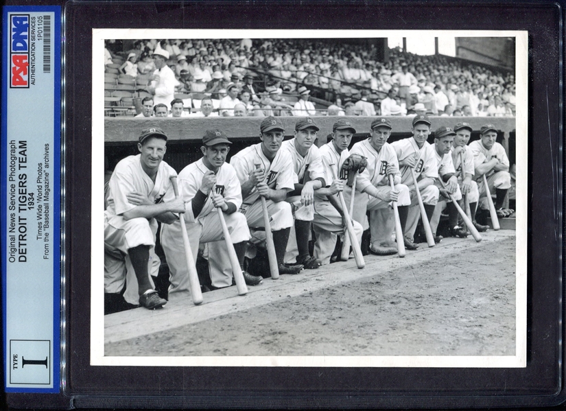 1934 Detroit Tigers Team Type 1 PSA/DNA