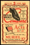 1936 New York Yankees Score Card